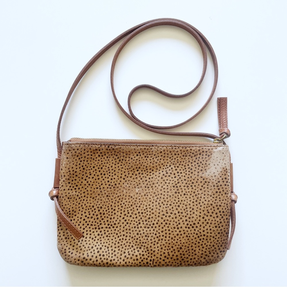 Madewell Knotted Brown Leather Crossbody Bag In Spotted Calf Hair Small NB203
